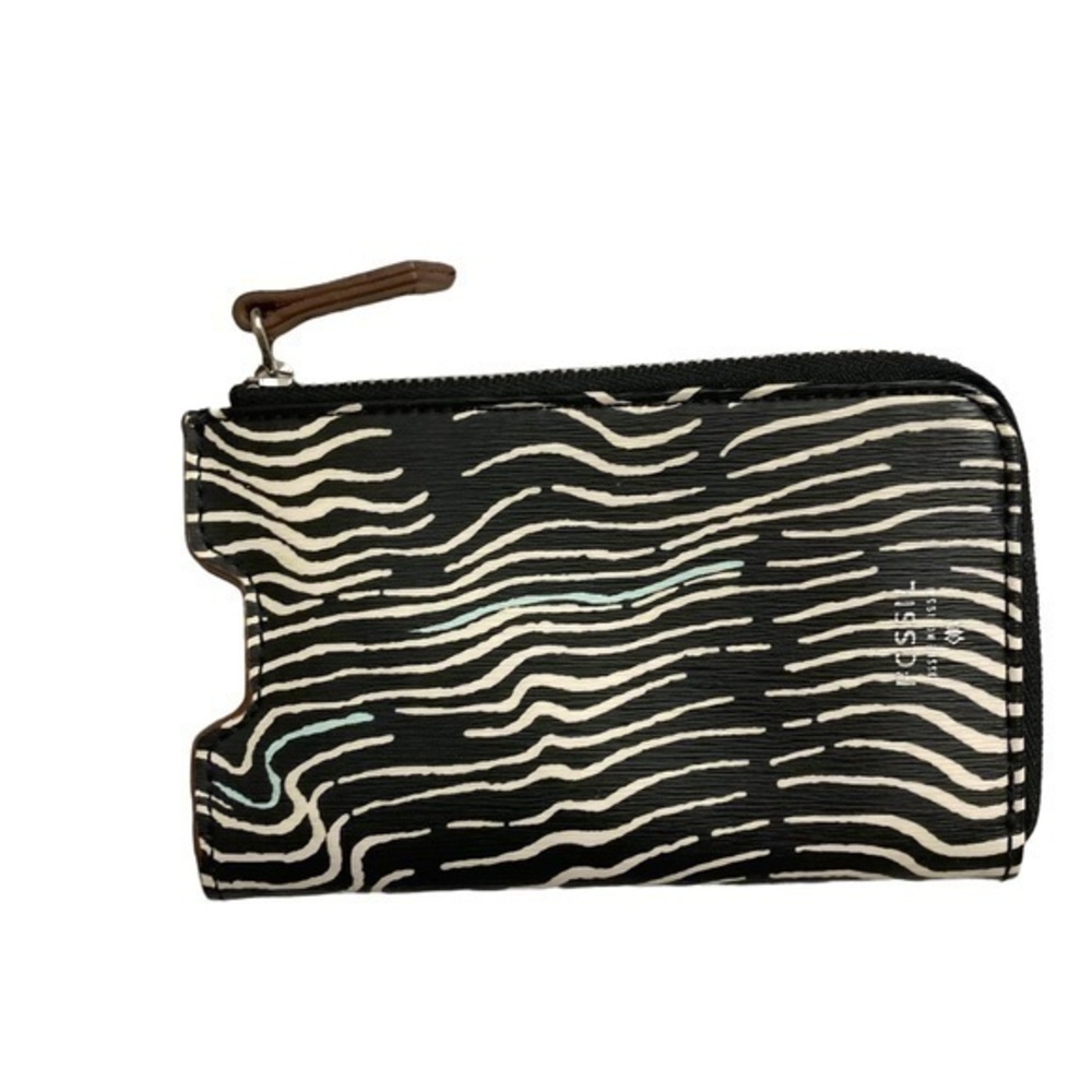 Fossil black white zebra wallet